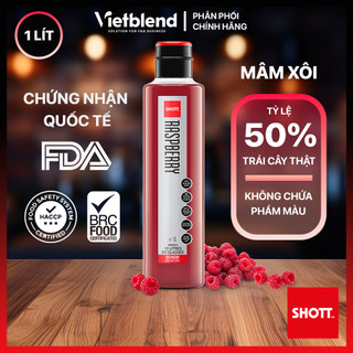 Syrup shott vị mâm xôi chai 1 lít - nguyên liệu pha chế đồ uống - hàng chính hãng