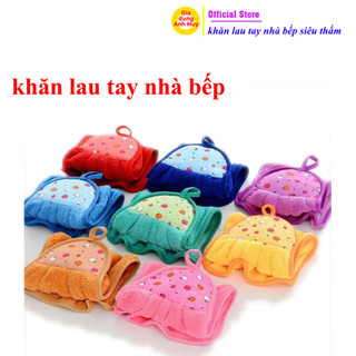 Khăn treo lau tay nhà bếp có móc treo chất cotton thấm hút tốt - GDAH