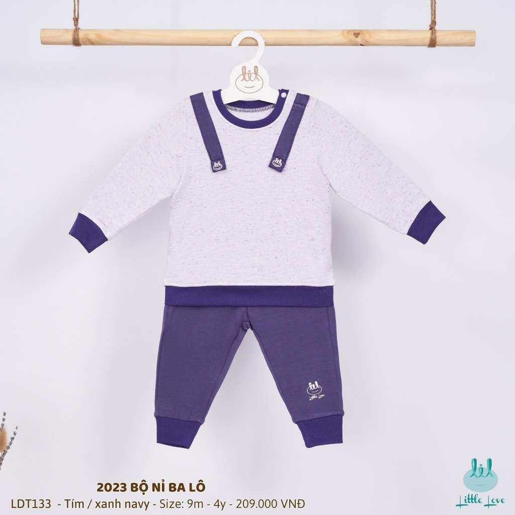 Bộ quần áo dài tay nỉ, thiết kế balo túi sau lưng LiL Little Love - LDT133