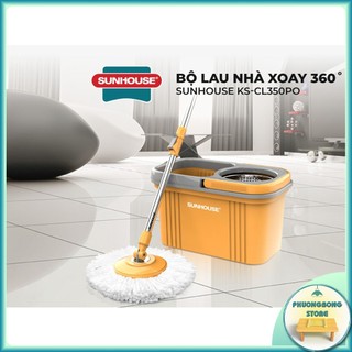 Cây lau nhà xoay 360 độ sunhouse ks cl330s/ks cl350po kèm thùng tự vắt inox không gỉ, độ bền cao – chổi lau nhà cao cấp
