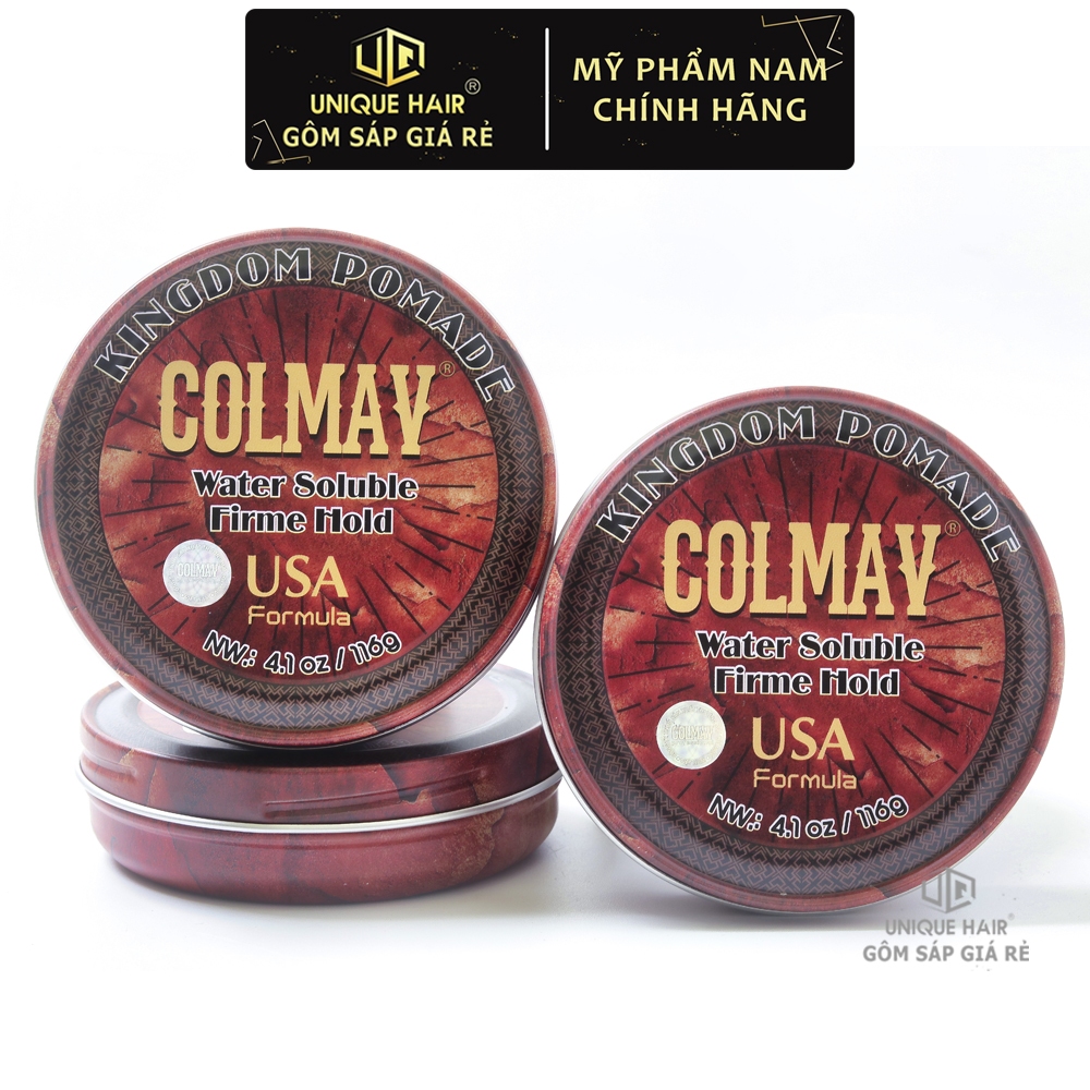 Sáp vuốt tóc Colmav Kingdom Pomade Water Soluble Firme Hold 116g & 56gr - 2023 - Chính Hãng + Quà Tặng