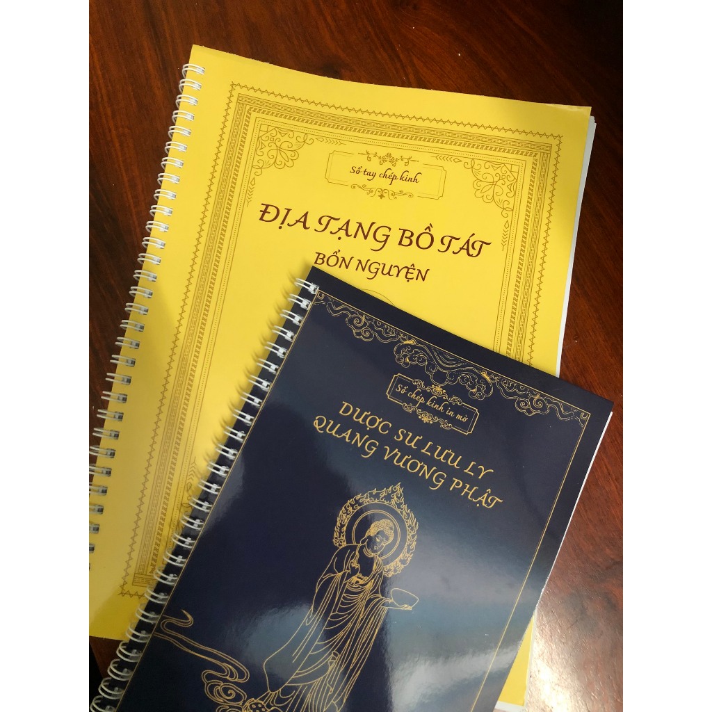Sổ tay chép tay Kinh Địa Tạng, Kinh Dược Sư in mờ, Giá gieo duyên-Tặng Bút