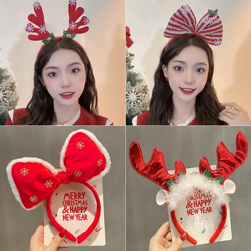 Cài Tóc Nơ Xinh BST02 Cho Mùa Noel Giáng Sinh