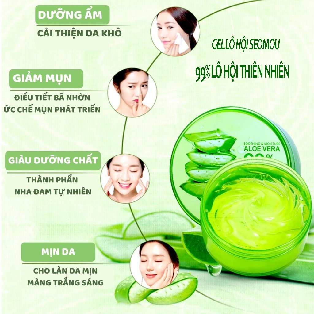 Mặt nạ nha đam dưỡng da Gel lô hội cấp ẩm SEOMOU nuôi dưỡng sâu và phục hồi hư tổn mặt nạ cấp ẩm chống khô da M29
