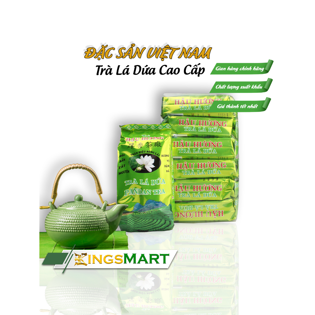 Lốc 6 Gói Trà Lá Dứa 50gr - Thương hiệu Hậu Hương - Đặc sản Lâm Đồng - 50G/Gói - Kingsmart