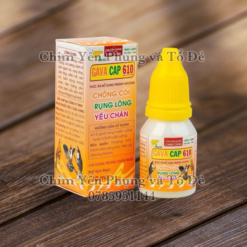 GAVA CAP 610 vitamin chống còi xương, rụng lông, ốm yếu cho chim.