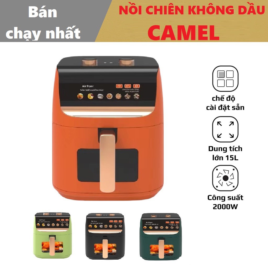 NỒI CHIÊN KHÔNG DẦU CAMEL 13L KHOANG KÍNH,BẢO HÀNH 12 THÁNG