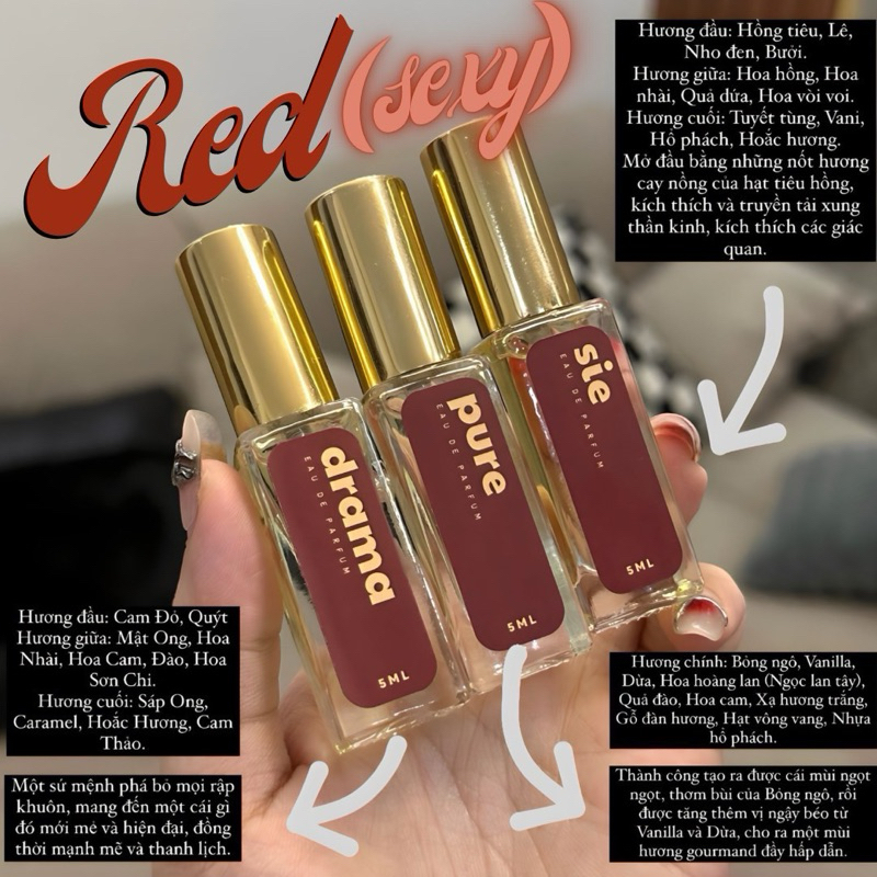 3 CHAI TINH DẦU NƯỚC HOA 5ML LƯU HƯƠNG 8-14 TIẾNG