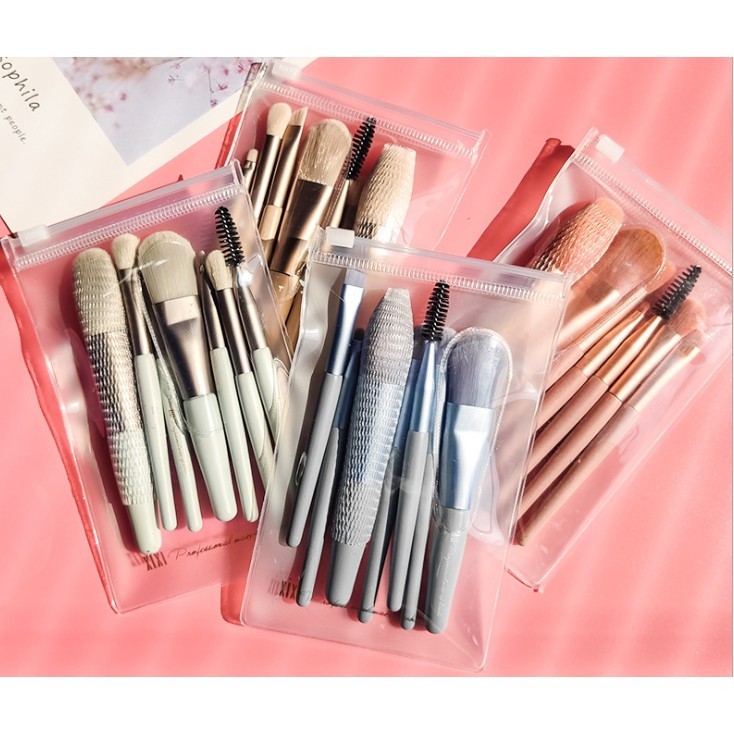 Bộ Cọ Trang Điểm 8 Cây Vintage Siêu Cute Trong Túi Zip_ Tín đồ skincare
