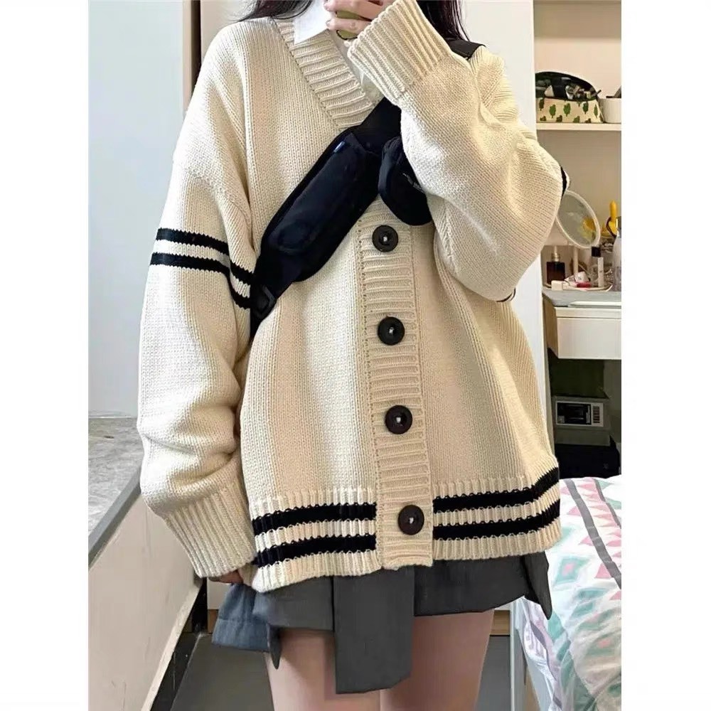 Áo cardigan len khoác ngoài dáng ngắn kiểu trơn basic deliz phong cách vintage ChouChou | BigBuy360 - bigbuy360.vn