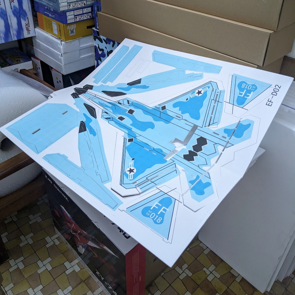 KIT F22 Flat xốp dẻo Mpp bao đập. Dài 90cm sải 73cm. Có video hướng dẫn ráp chi tiết