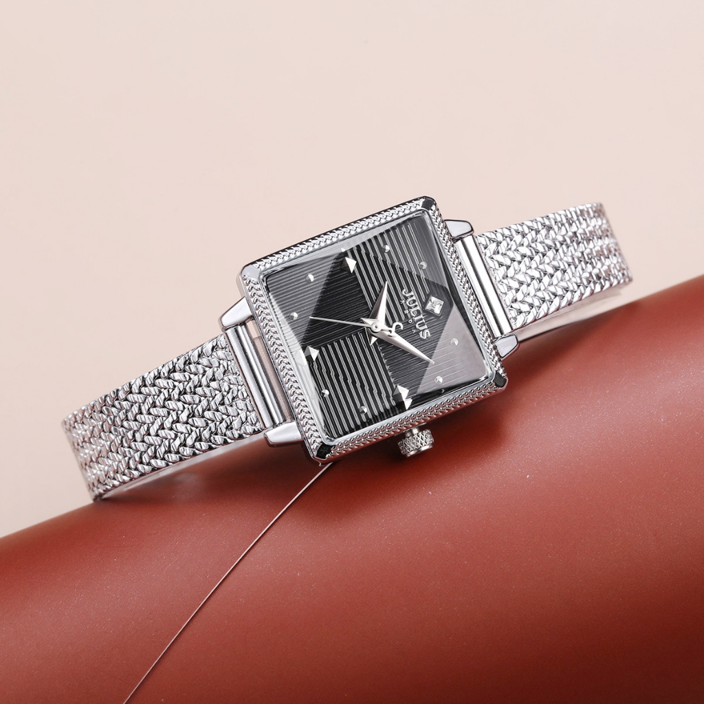 Đồng hồ nữ Hàn Quốc Julius JA-1220 dây thép mặt vuông