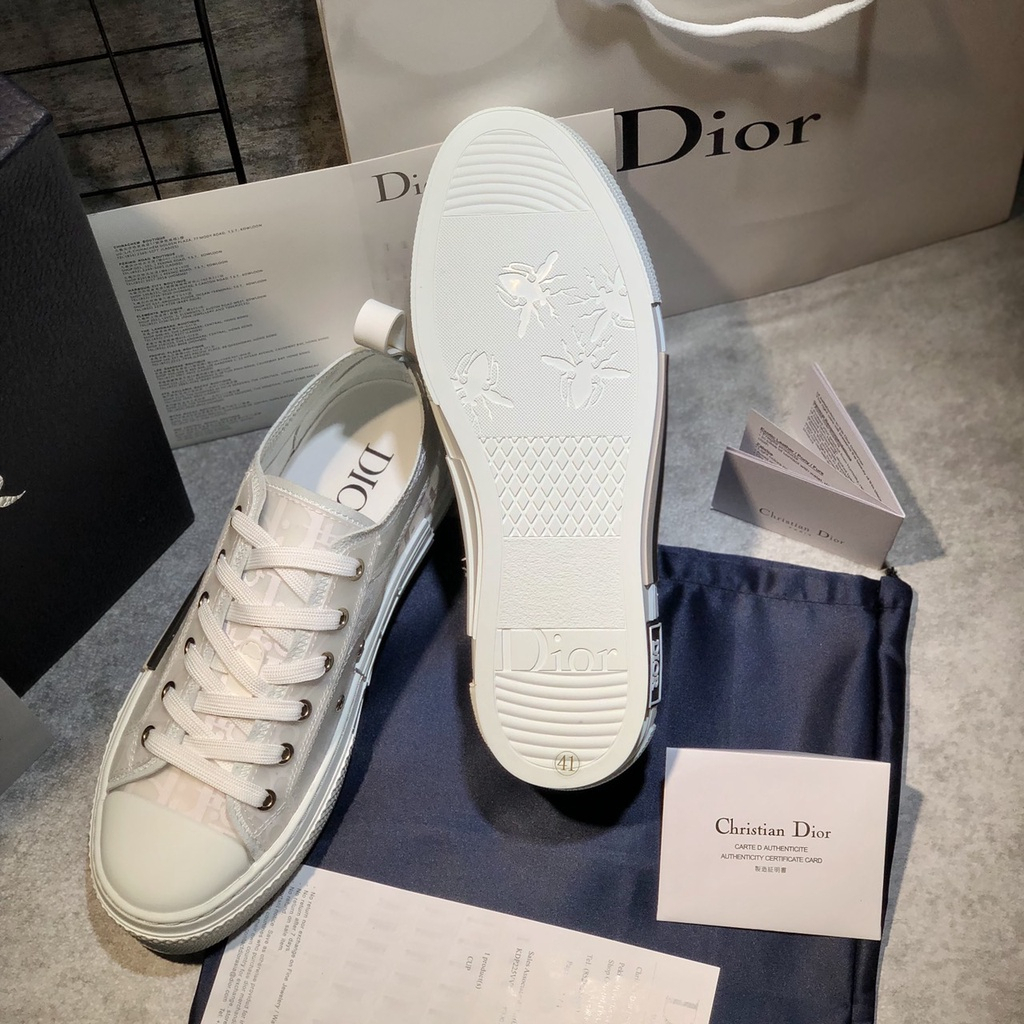 Giày thể thao Dior B23 Low Top White Dior Oblique, Giày Dior 2019 trắng full.