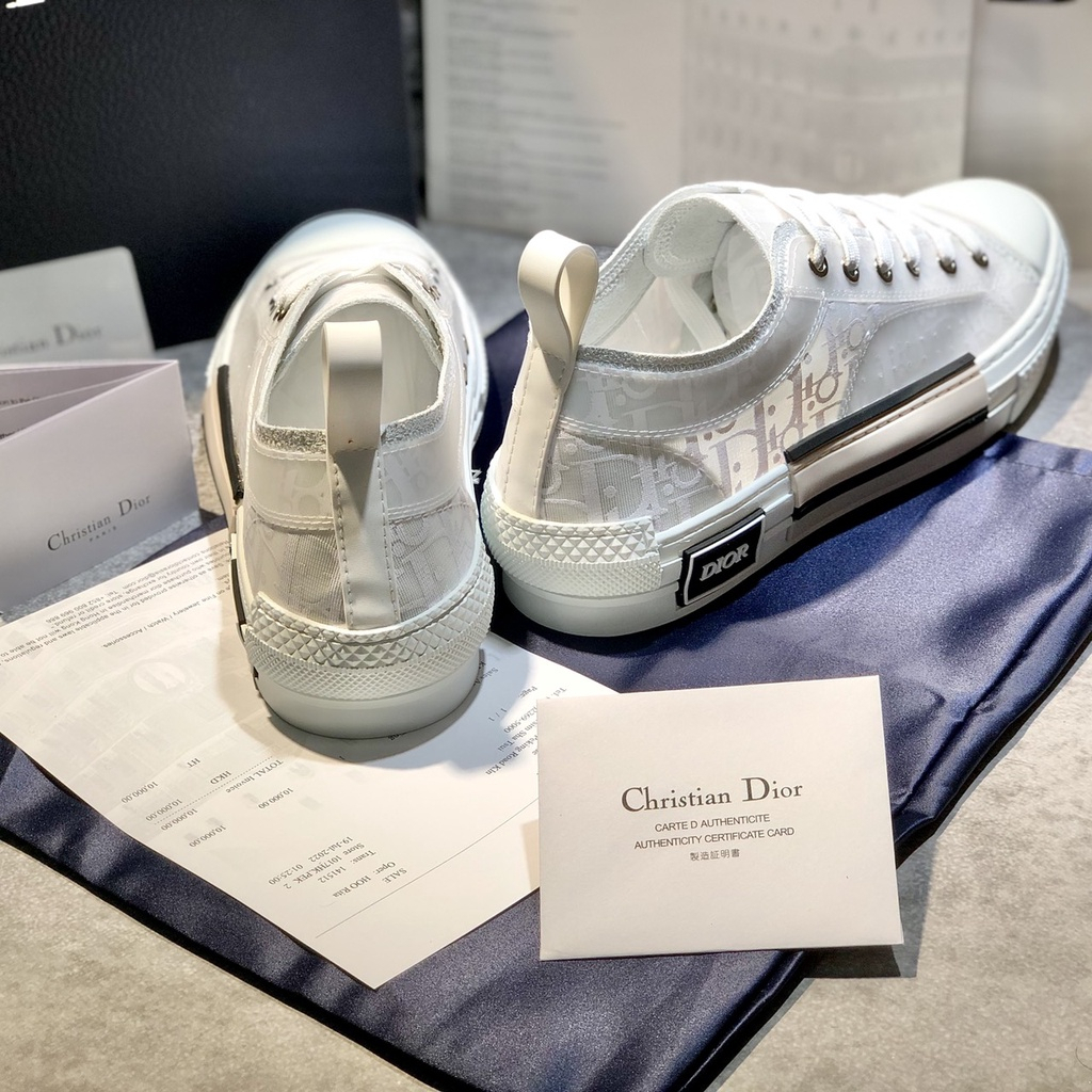 Giày thể thao Dior B23 Low Top White Dior Oblique, Giày Dior 2019 trắng full.