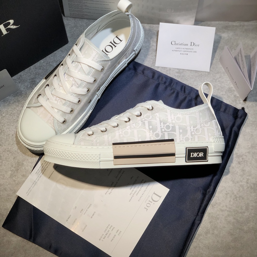 Giày thể thao Dior B23 Low Top White Dior Oblique, Giày Dior 2019 trắng full.