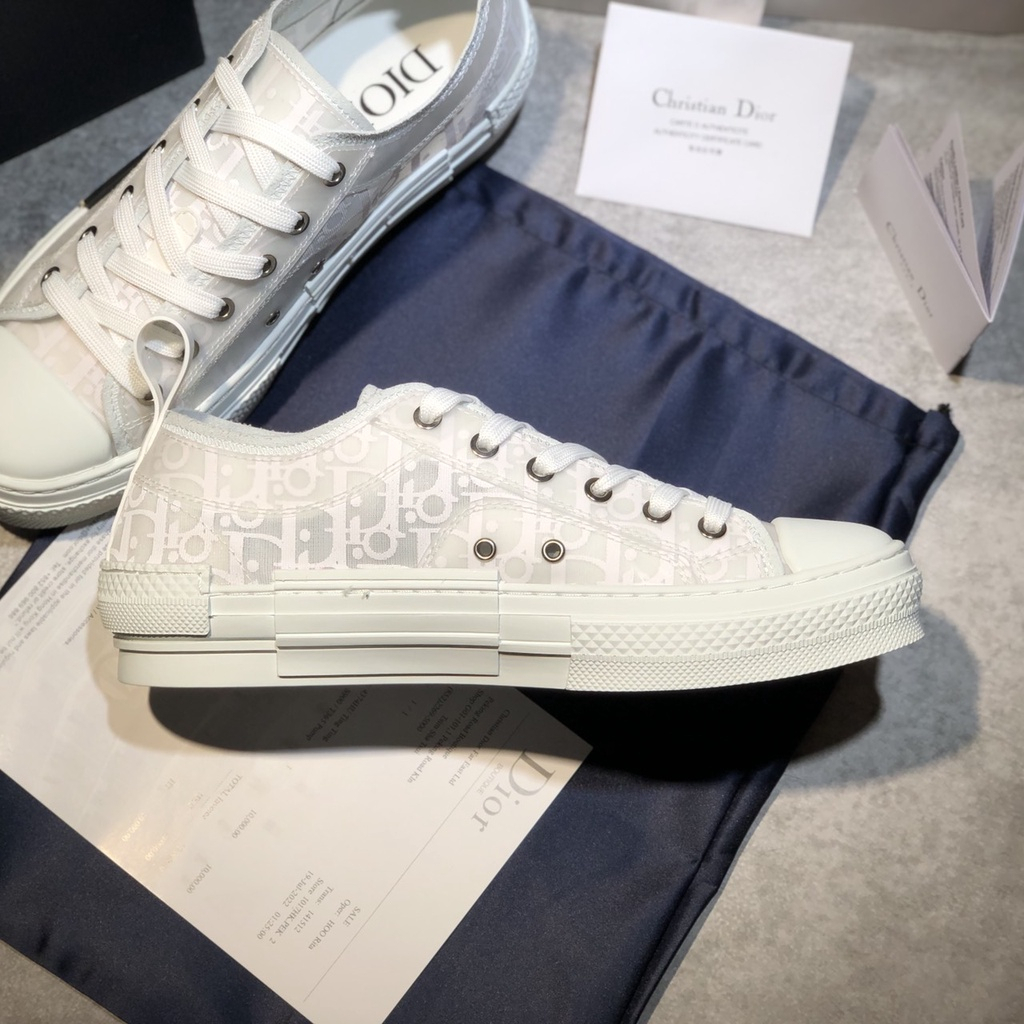 Giày thể thao Dior B23 Low Top White Dior Oblique, Giày Dior 2019 trắng full.