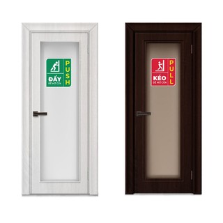 Combo 2 miếng dán decal ĐẨY KÉO pull push dán trên cửa kính [Mã: 19]