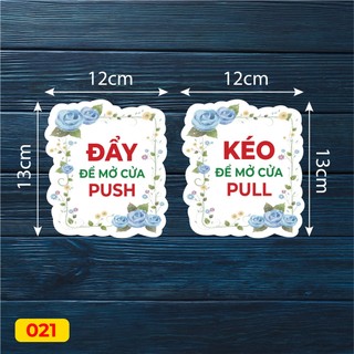 Combo 2 miếng decal dán ĐẨY KÉO push pull dán trên cửa kính