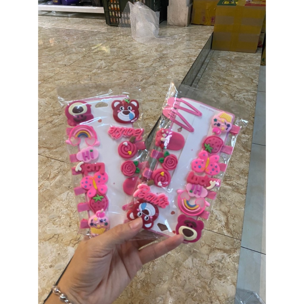 Set 14 Kẹp Tóc HÌNH GẤU DÂU LOTSO Dễ Thương Cho Nữ Và Bé Siêu Xinh