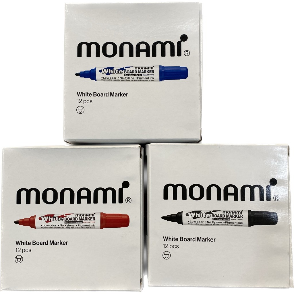 Bút lông bảng,bút dạ bảng WBM Monami White Board Marker ngòi 2mm,màu đậm,dễ xóa khi lau,hàng chính hãng có tem chống giả