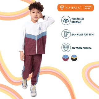 Bộ đồ đông cho bé trai Narsis  chất nỉ màu đen phẩy phối trắng vàng phong cách Hàn Quốc