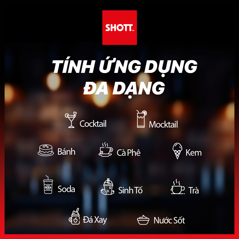 Syrup Pha Chế SHOTT Đủ Vị Trái Cây Tươi Chai 1 Lít - Nguyên Liệu Pha Chế - Hàng Chính Hãng