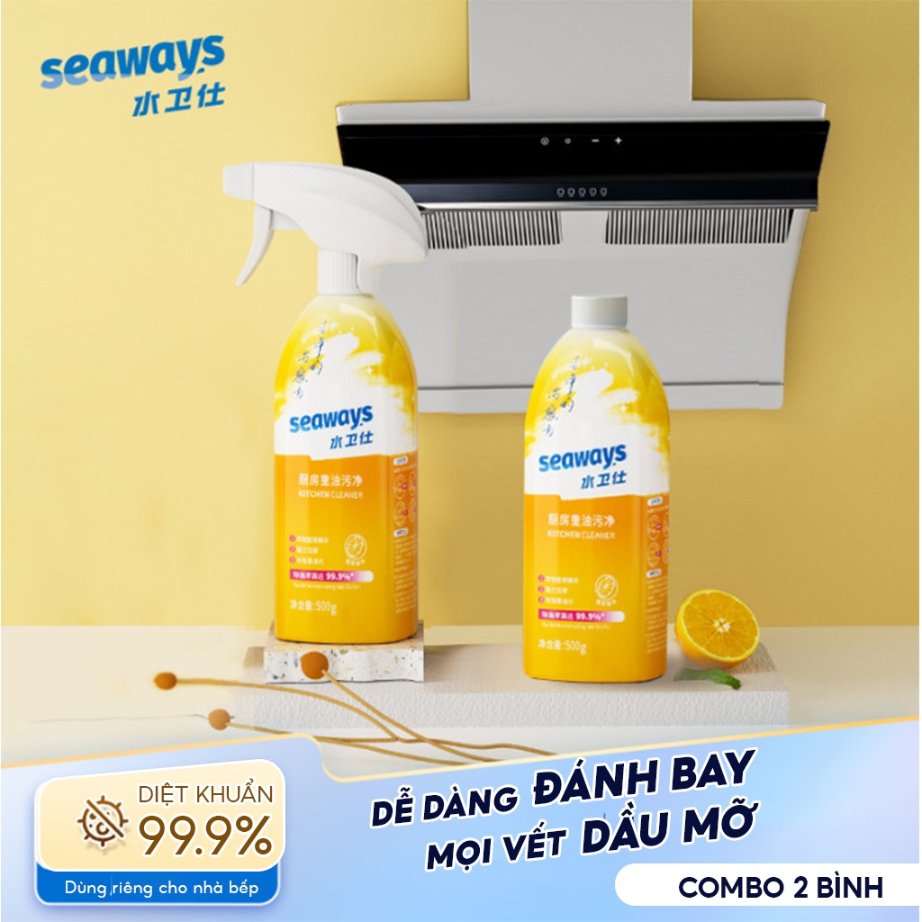 Combo 2 Chai Tẩy dầu mỡ,tẩy nhà bếp, tẩy hút mùi, bếp gas, bếp từ, đáy xoong, đáy chảo Huno NB2