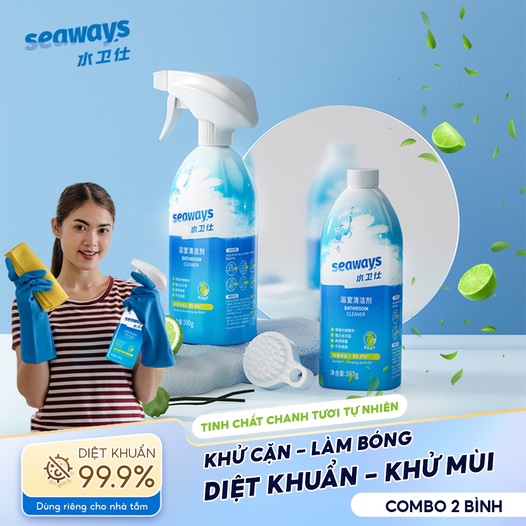 Tẩy Cặn Canxi Nhà Tắm , Tẩy Kính, Vòi Sen, Bồn Sứ, Chậu Tắm, Gạch Men, Chống Ăn Mòn Inox Seaway NT1