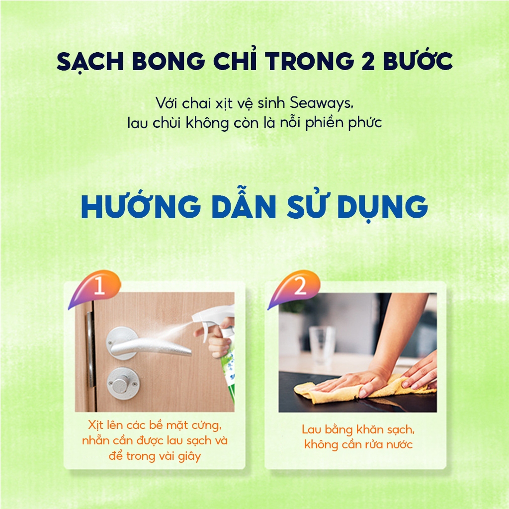 COMBO 3 Chai Vệ Sinh Nhà Cửa, Tẩy Dầu Mỡ, Cặn Canxi, vệ sinh tủ lạnh, nội thất ô tô, nền nhà, ghế sofa Seaway NTT2