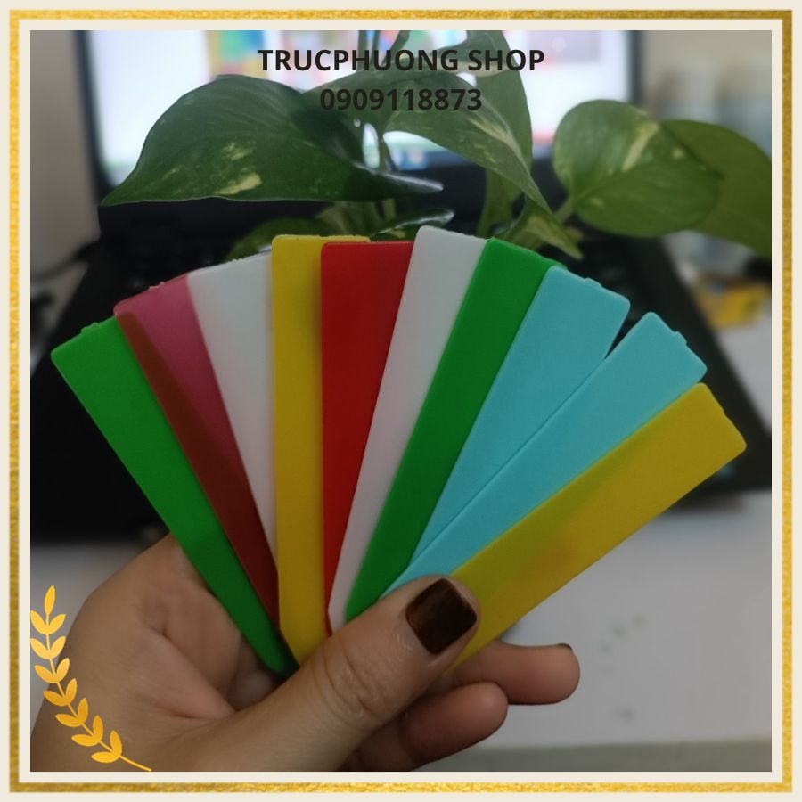 10 Bảng tên ghi chú cây trồng, thẻ que trụ cắm ghi nhớ tên cây trồng nhựa PP kích thước 10x1,8cm