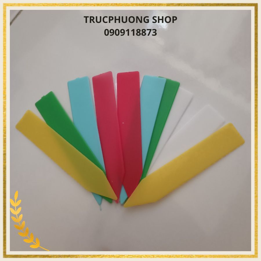10 Bảng tên ghi chú cây trồng, thẻ que trụ cắm ghi nhớ tên cây trồng nhựa PP kích thước 10x1,8cm