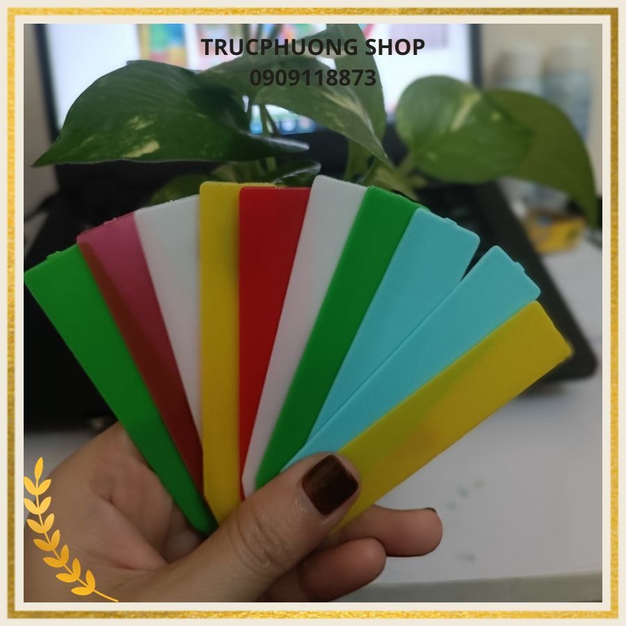 10 Bảng tên ghi chú cây trồng, thẻ que trụ cắm ghi nhớ tên cây trồng nhựa PP kích thước 10x1,8cm