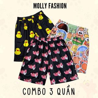 COMBO 3 Quần Short hoạt hình ❤️ Quần đùi nam nữ mặc nhà Freesize 38-65kg Molly Fashion