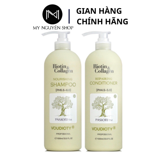 Dầu gội xả cho tóc dầu Biotin Collagen Voudioty xanh lá 1000ml