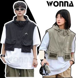 Áo Gile Dáng Croptop Vải Dù Có Mũ Phong Cách Hàn Quốc New Arrival 2024 Không Tay Gi Lê Street Style Quân Xanh Đen M05