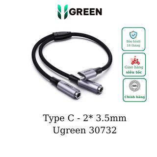 Cáp chuyển usb type c sang 2 cổng audio 3.5 ugreen 30732