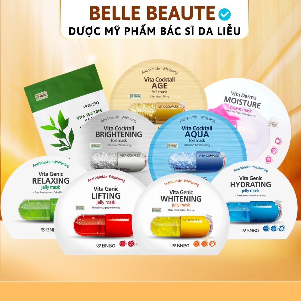 Mặt Nạ Dưỡng Da BNBG Vita Genic Jelly Vitamin Mask / Coctail / Tea Tree / Derma Moistures (30ml) - 1 MIẾNG