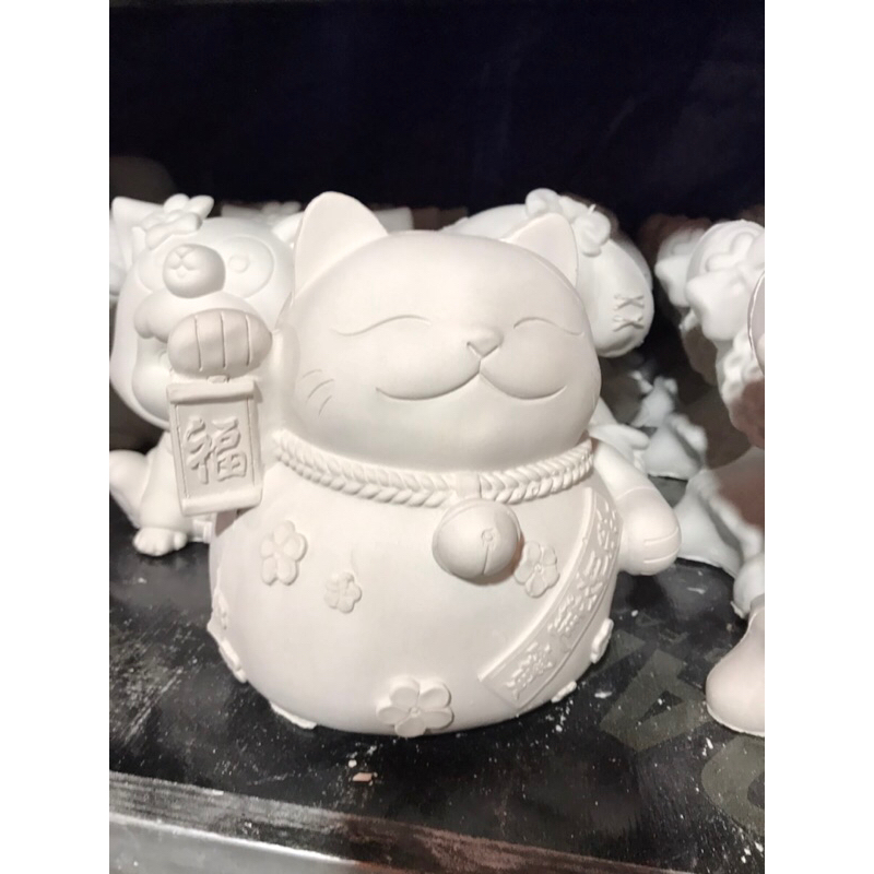 Tượng thạch cao tô màu mèo thần tài đẹp tặng kèm vỉ màu tô