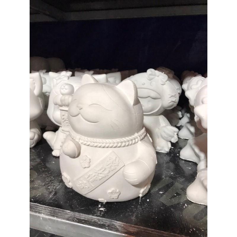 Tượng thạch cao tô màu mèo thần tài đẹp tặng kèm vỉ màu tô