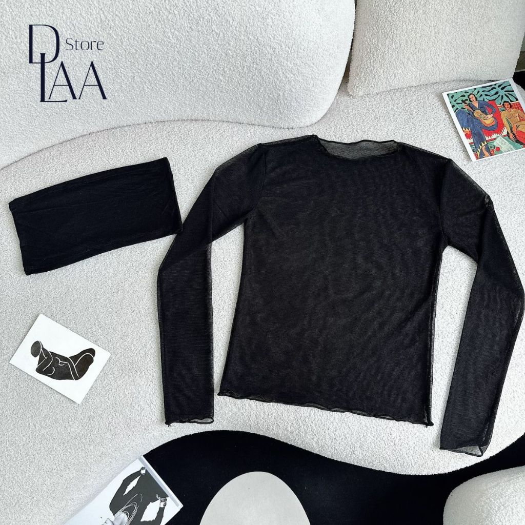 Áo lưới kiểu tay dài xuyên thấu DaaLaa Store kèm áo lót phong cách quyến rũ A5892