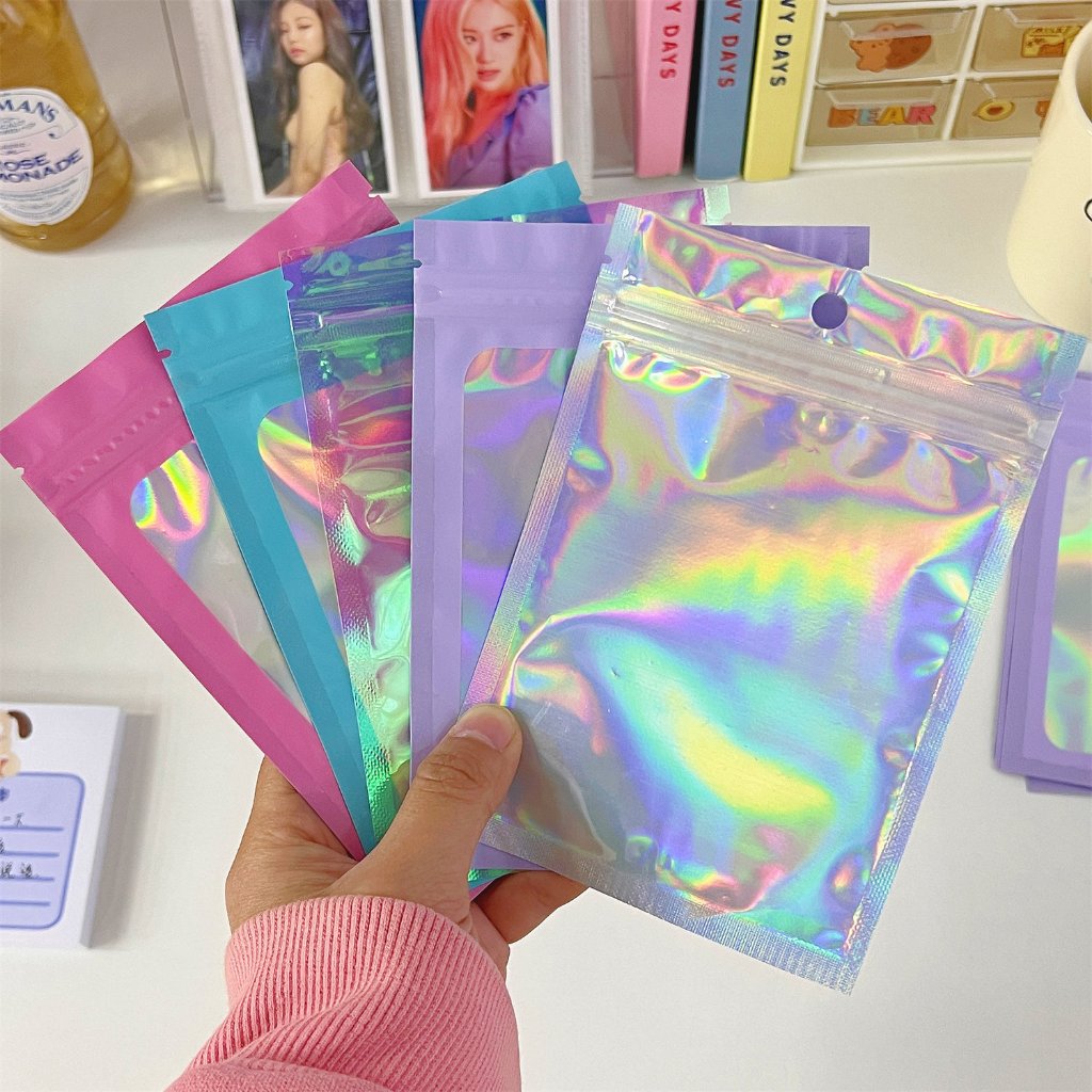 Set các loại túi đóng gói zip hologram màu sắc gói bo góc đựng goods kpop, mỹ phẩm, quà