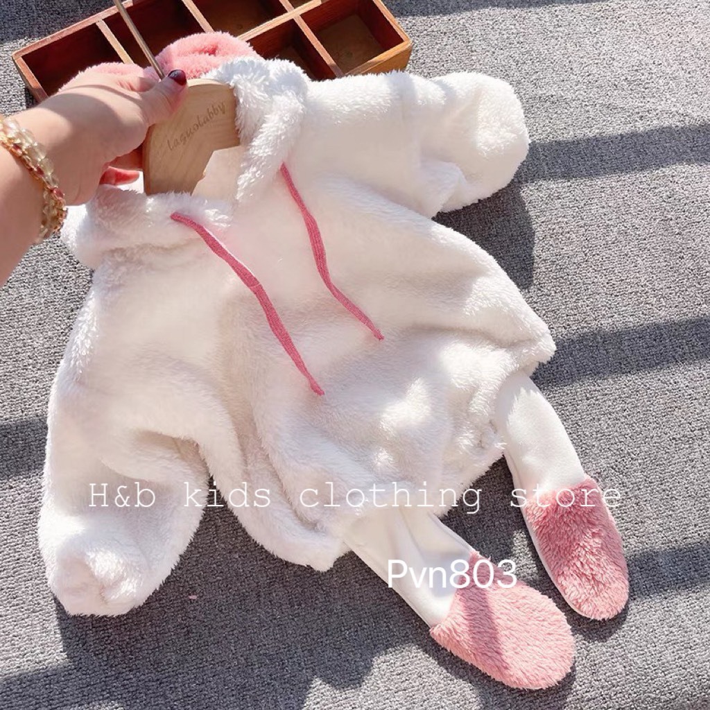 Set Body lông có mũ kèm quần tất cho bé