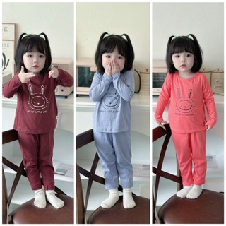 Bộ thun cotton dài tay cho bé trai, bé gái họa tiết thỏ cute