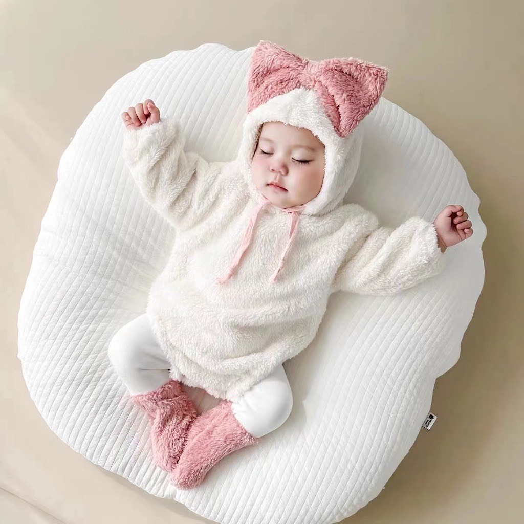 Set Body lông có mũ kèm quần tất cho bé