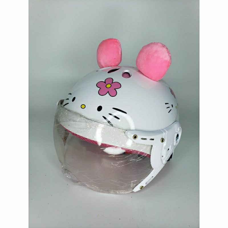 《 HCM 》Mũ / Nón bảo hiểm có kính , Mũ Hello Kitty - đôrêmon có lỗ thông hơi cho bé