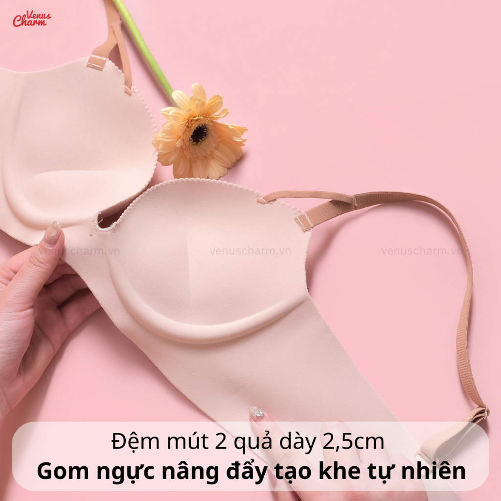 Áo lót nâng ngực su đúc không gọng tạo khe Venus Charm 6460