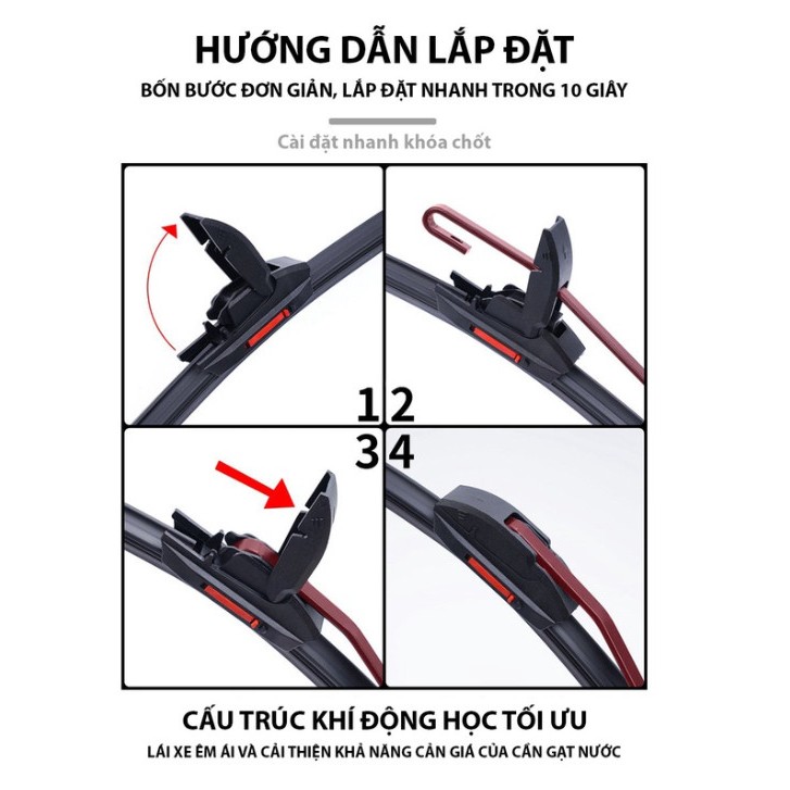 Cần Gạt Mưa Silicone Lưỡi Kép, 2 lưỡi Thế Hệ Mới - Siêu Sạch