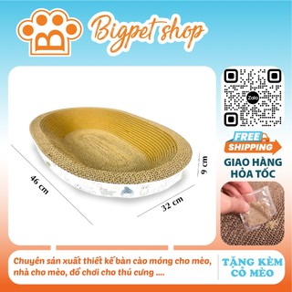 Bàn cào móng cho mèo, bàn cào mèo Hình ELip Tặng Kèm Cỏ Bạc Hà Catnip