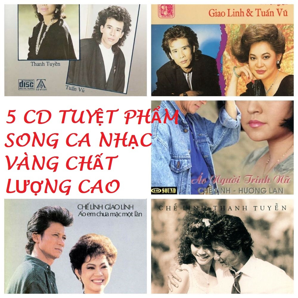 Bộ 5 Đĩa CD Song Ca Nhạc Vàng Huyền Thoại Chất Lượng Cao - Phôi Phono Verbatim bìa màu
