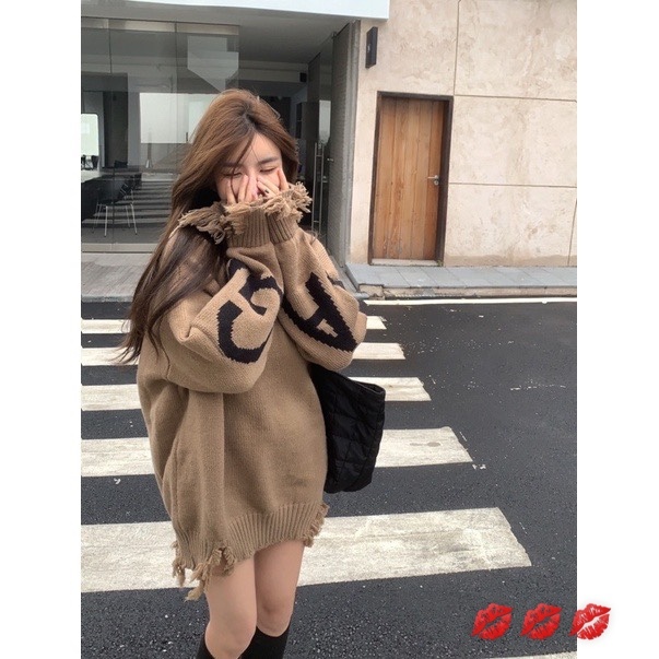 Áo len AB rách gấu chất dày dặn hàng QC